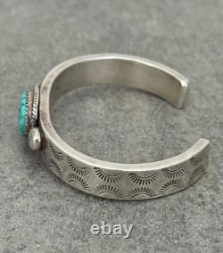 Vintage Native American Navajo S SPRUCE Turquoise THICK Sterling Bracelet 6.5 in