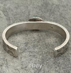 Vintage Native American Navajo S SPRUCE Turquoise THICK Sterling Bracelet 6.5 in