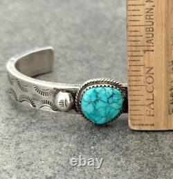Vintage Native American Navajo S SPRUCE Turquoise THICK Sterling Bracelet 6.5 in