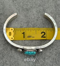 Vintage Native American Navajo S SPRUCE Turquoise THICK Sterling Bracelet 6.5 in