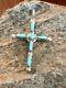 Vintage Native American Navajo Sleeping Beauty Turquoise Cross Pendant Handmade