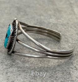 Vintage Native American Navajo Sleeping Beauty Turquoise Sterling Bracelet 6.75