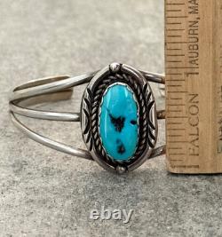 Vintage Native American Navajo Sleeping Beauty Turquoise Sterling Bracelet 6.75