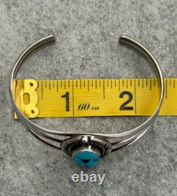 Vintage Native American Navajo Sleeping Beauty Turquoise Sterling Bracelet 6.75