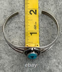 Vintage Native American Navajo Sleeping Beauty Turquoise Sterling Bracelet 6.75