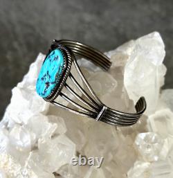 Vintage Native American Navajo Sleeping beauty Turquoise silver Bracelet