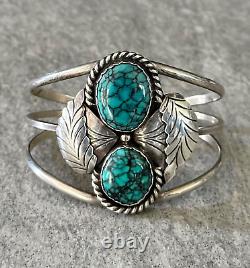 Vintage Native American Navajo Spiderweb Turquoise Sterling silver Bracelet