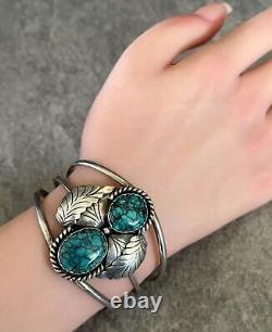 Vintage Native American Navajo Spiderweb Turquoise Sterling silver Bracelet
