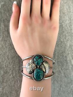 Vintage Native American Navajo Spiderweb Turquoise Sterling silver Bracelet