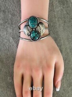 Vintage Native American Navajo Spiderweb Turquoise Sterling silver Bracelet