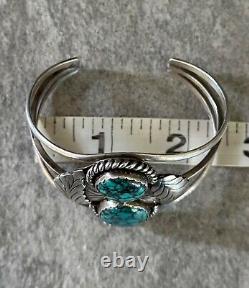Vintage Native American Navajo Spiderweb Turquoise Sterling silver Bracelet