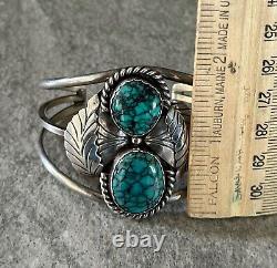 Vintage Native American Navajo Spiderweb Turquoise Sterling silver Bracelet