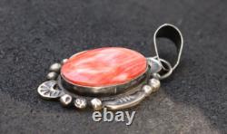 Vintage Native American Navajo Spiny Oyster Sterling Pendant Signed Gilbert Tom