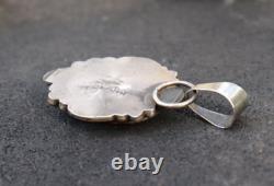 Vintage Native American Navajo Spiny Oyster Sterling Pendant Signed Gilbert Tom