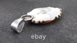 Vintage Native American Navajo Spiny Oyster Sterling Pendant Signed Gilbert Tom