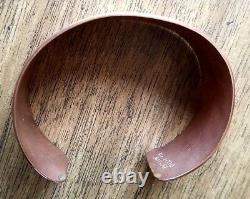 Vintage Native American Navajo Stamped Etched Copper Cuff Bracelet. Jewelry