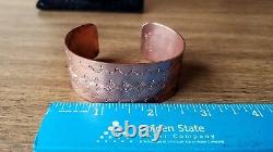 Vintage Native American Navajo Stamped Etched Copper Cuff Bracelet. Jewelry