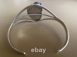 Vintage Native American Navajo Sterling Coral Turquoise Cuff Adjustable Bracelet