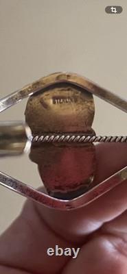 Vintage Native American Navajo Sterling Coral Turquoise Cuff Adjustable Bracelet