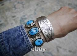 Vintage Native American Navajo Sterling Silver Cuff Bracelet