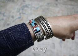 Vintage Native American Navajo Sterling Silver Cuff Bracelet Nora Tahe