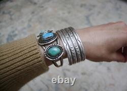 Vintage Native American Navajo Sterling Silver Cuff Bracelet Size 6.75