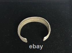 Vintage Native American Navajo Sterling Silver Detailed Cuff Bracelet by TAHE