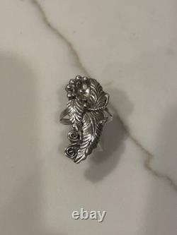 Vintage Native American Navajo Sterling Silver Leaf & Berry Ring Size 7.5