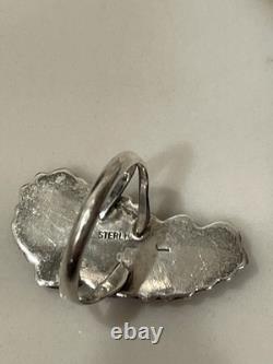 Vintage Native American Navajo Sterling Silver Leaf & Berry Ring Size 7.5