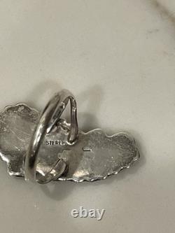 Vintage Native American Navajo Sterling Silver Leaf & Berry Ring Size 7.5