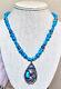 Vintage Native American, Navajo Sterling Silver, Turquoise & Bench Bead Necklace