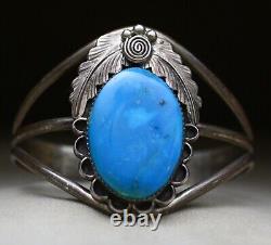 Vintage Native American Navajo Sterling Silver Turquoise Cuff Bracelet