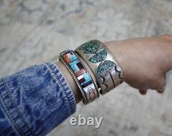 Vintage Native American Navajo Sterling Silver Turquoise Cuff Bracelet