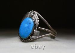 Vintage Native American Navajo Sterling Silver Turquoise Cuff Bracelet