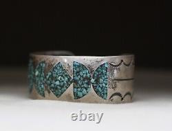 Vintage Native American Navajo Sterling Silver Turquoise Cuff Bracelet