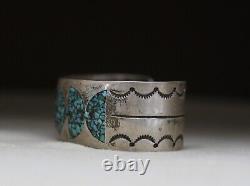 Vintage Native American Navajo Sterling Silver Turquoise Cuff Bracelet