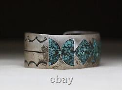 Vintage Native American Navajo Sterling Silver Turquoise Cuff Bracelet