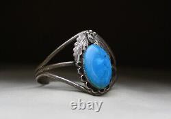 Vintage Native American Navajo Sterling Silver Turquoise Cuff Bracelet