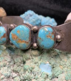 Vintage, Native American Navajo Sterling Silver & Turquoise Cuff Bracelet, 39.2g