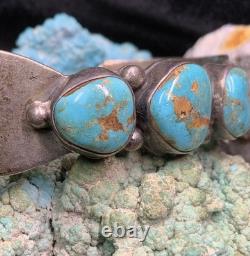 Vintage, Native American Navajo Sterling Silver & Turquoise Cuff Bracelet, 39.2g
