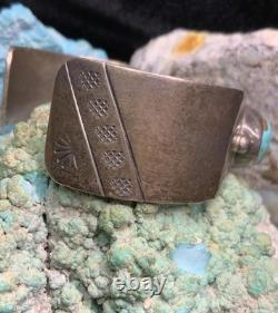 Vintage, Native American Navajo Sterling Silver & Turquoise Cuff Bracelet, 39.2g