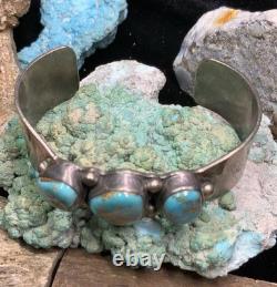 Vintage, Native American Navajo Sterling Silver & Turquoise Cuff Bracelet, 39.2g