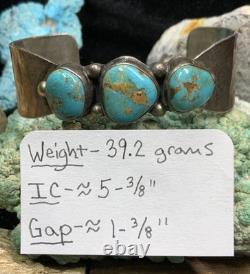 Vintage, Native American Navajo Sterling Silver & Turquoise Cuff Bracelet, 39.2g