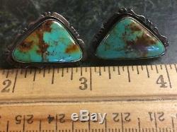 Vintage Native American Navajo Sterling Silver Turquoise Earrings P. A. Smith 925