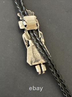 Vintage Native American Navajo Sterling Silver & Turquoise Kachina Bolo Tie