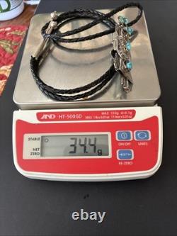 Vintage Native American Navajo Sterling Silver & Turquoise Kachina Bolo Tie