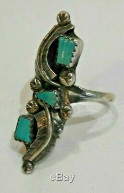 Vintage Native American Navajo Sterling Silver & Turquoise Ring Size 7.5