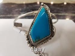 Vintage Native American Navajo Sterling Silver Turquoise Slave Style (ytp019657)
