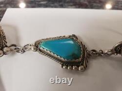 Vintage Native American Navajo Sterling Silver Turquoise Slave Style (ytp019657)