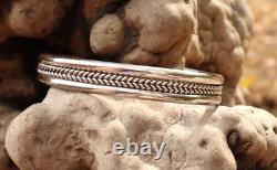 Vintage Native American Navajo Sterling Silver Twist Bracelet -Signed Joe Tom T